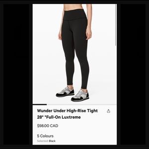 Lululemon Wunder Under Highrise Black Leggings